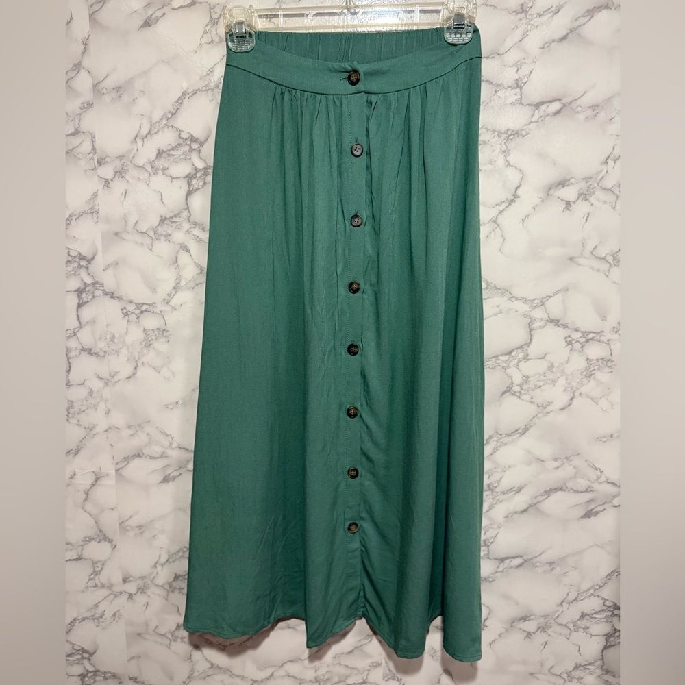 NEW Petal & Pup Ava Button Front Midi Skirt Green Size 0 - Picture 5 of 11